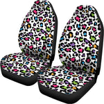 White And Rainbow Leopard Print Universal Fit Car Seat Covers
