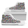 White And Rainbow Leopard Print White High Top Sneakers