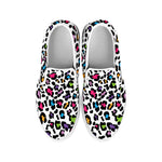 White And Rainbow Leopard Print White Slip On Shoes