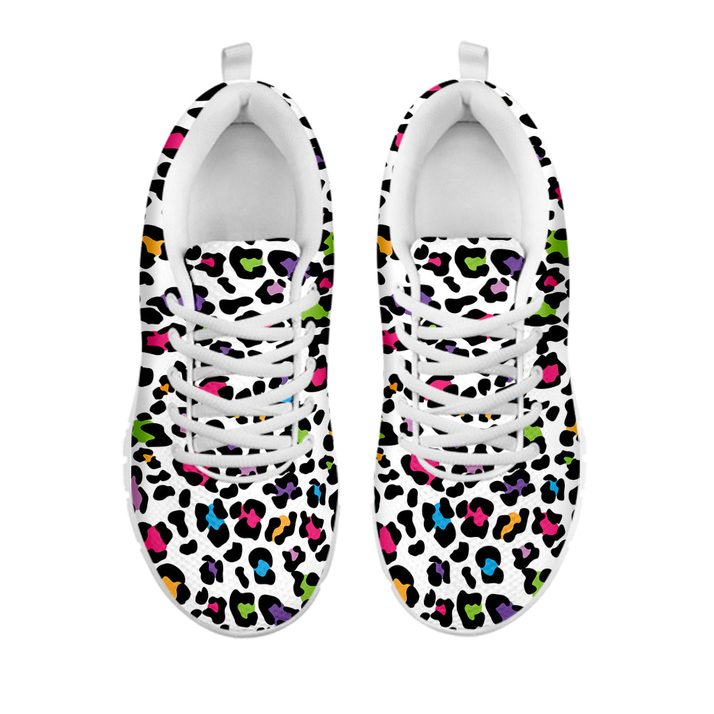 White And Rainbow Leopard Print White Sneakers
