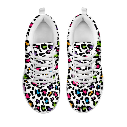 White And Rainbow Leopard Print White Sneakers