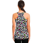 White And Rainbow Leopard Print Women's Racerback Tank Top