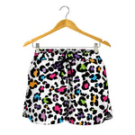 White And Rainbow Leopard Print Women's Shorts
