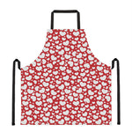 White And Red Heart Pattern Print Apron