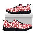 White And Red Heart Pattern Print Black Running Shoes