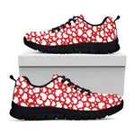 White And Red Heart Pattern Print Black Sneakers