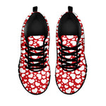 White And Red Heart Pattern Print Black Sneakers