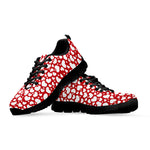 White And Red Heart Pattern Print Black Sneakers