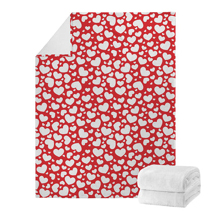 White And Red Heart Pattern Print Blanket