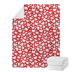 White And Red Heart Pattern Print Blanket