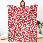 White And Red Heart Pattern Print Blanket