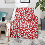 White And Red Heart Pattern Print Blanket