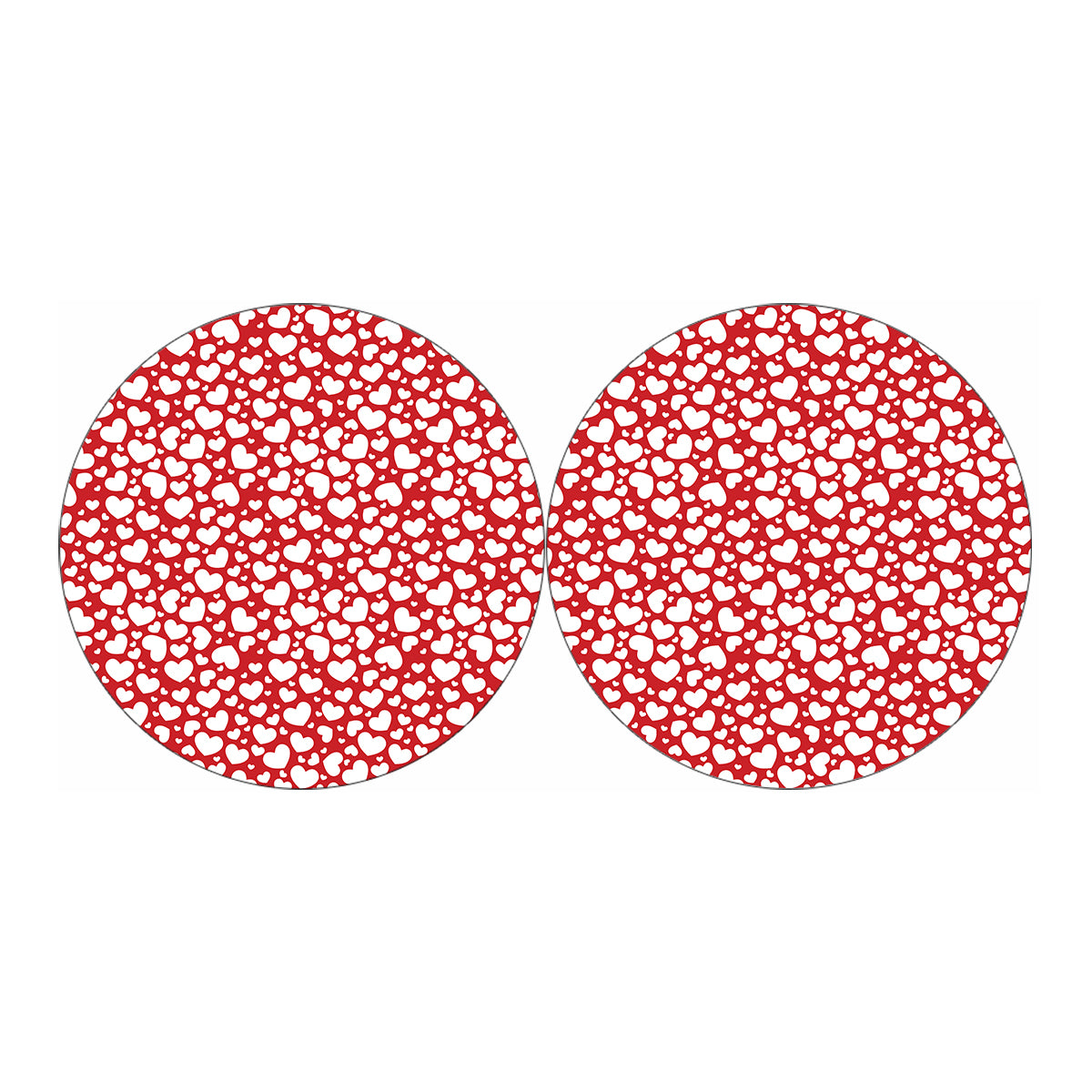 White And Red Heart Pattern Print Car Coasters