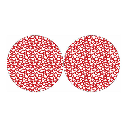 White And Red Heart Pattern Print Car Coasters
