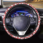 White And Red Heart Pattern Print Car Steering Wheel Cover