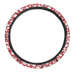 White And Red Heart Pattern Print Car Steering Wheel Cover