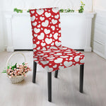 White And Red Heart Pattern Print Dining Chair Slipcover