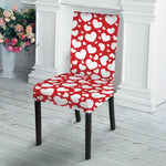 White And Red Heart Pattern Print Dining Chair Slipcover