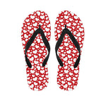 White And Red Heart Pattern Print Flip Flops