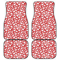 White And Red Heart Pattern Print Front and Back Car Floor Mats