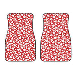 White And Red Heart Pattern Print Front Car Floor Mats