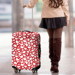 White And Red Heart Pattern Print Luggage Cover