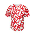 White And Red Heart Pattern Print Men's Baseball Jersey
