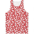 White And Red Heart Pattern Print Men's Tank Top