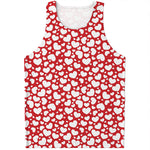 White And Red Heart Pattern Print Men's Tank Top