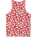 White And Red Heart Pattern Print Men's Tank Top