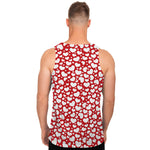 White And Red Heart Pattern Print Men's Tank Top