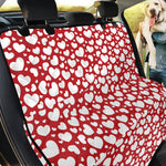 White And Red Heart Pattern Print Pet Car Back Seat Cover