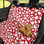 White And Red Heart Pattern Print Pet Car Back Seat Cover