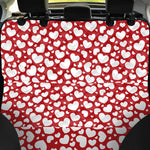 White And Red Heart Pattern Print Pet Car Back Seat Cover