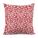 White And Red Heart Pattern Print Pillow Cover
