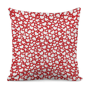 White And Red Heart Pattern Print Pillow Cover