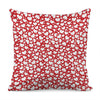 White And Red Heart Pattern Print Pillow Cover