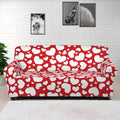 White And Red Heart Pattern Print Sofa Cover