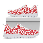 White And Red Heart Pattern Print White Sneakers