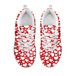 White And Red Heart Pattern Print White Sneakers