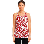 White And Red Heart Pattern Print Women's Racerback Tank Top
