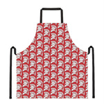 White And Red Spartan Pattern Print Apron