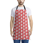 White And Red Spartan Pattern Print Apron