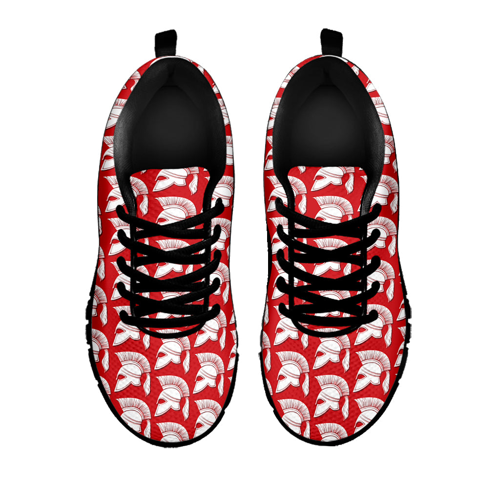 White And Red Spartan Pattern Print Black Sneakers