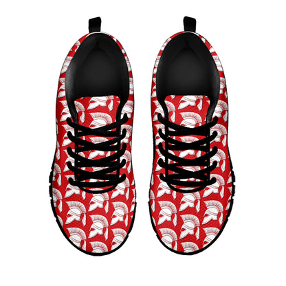 White And Red Spartan Pattern Print Black Sneakers