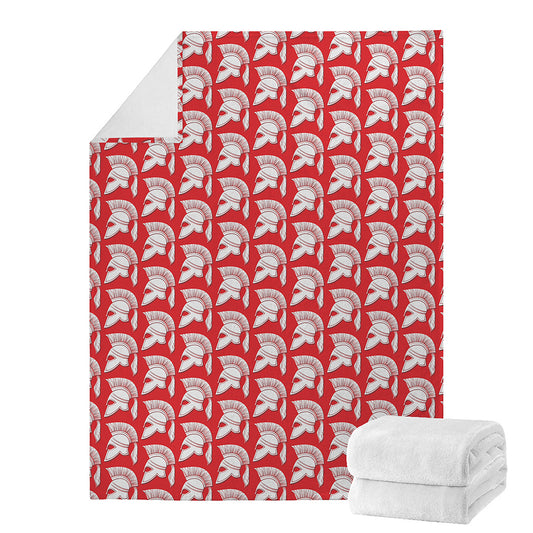 White And Red Spartan Pattern Print Blanket