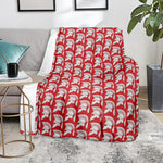 White And Red Spartan Pattern Print Blanket