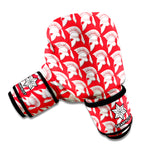 White And Red Spartan Pattern Print Boxing Gloves