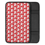 White And Red Spartan Pattern Print Car Center Console Cover