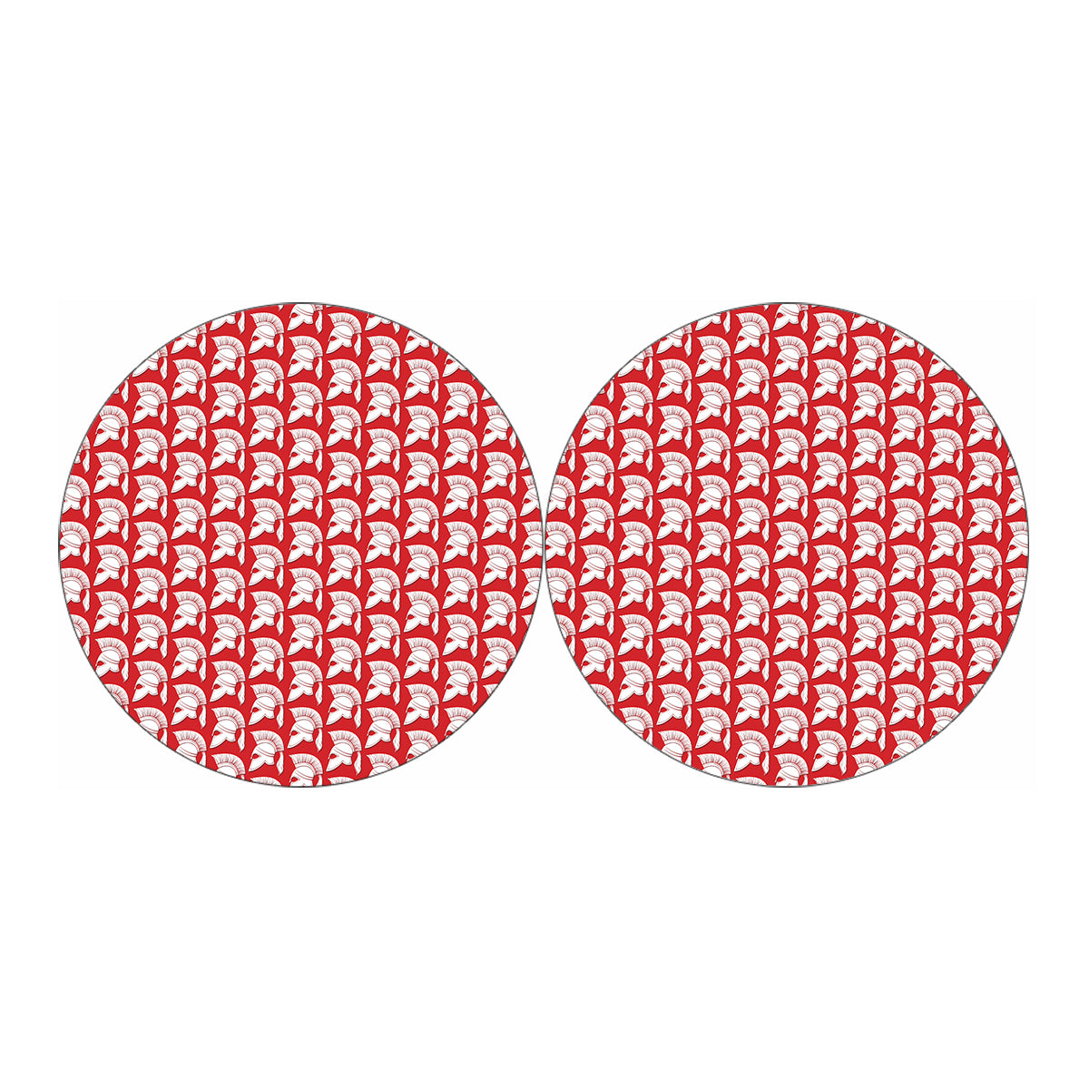 White And Red Spartan Pattern Print Car Coasters